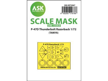 1/72 P-47D Thunderbolt Razorback one-sided express mask for Tamiya