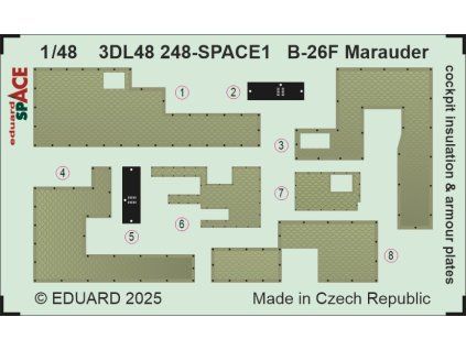 B-26F Marauder cockpit insulation & armour plates SPACE 1/48 recommended for ICM