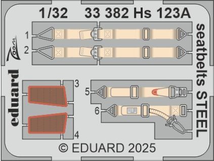 Hs 123A seatbelts STEEL 1/32 recommended for ICM