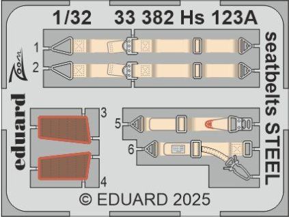 Hs 123A seatbelts STEEL 1/32 recommended for ICM