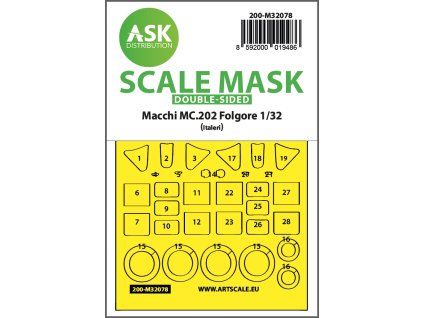 1/32 Macchi MC.202 Folgore double-sided express fit mask for Italeri