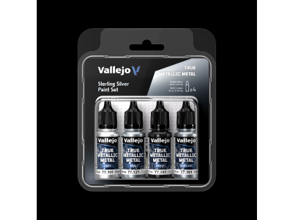 Vallejo True Metallic Metal 77251 Sterling Silver 4 colors set