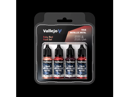 Vallejo True Metallic Metal 77254 Ruby Red 4 colors set