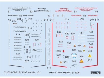 Bf 109E stencils 1/32 recommended for EDUARD