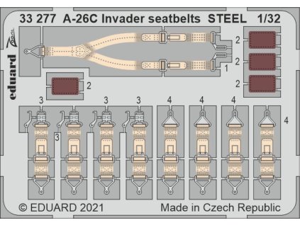 1/32 A-26C Invader seatbelts STEEL for HOBBY BOSS kit