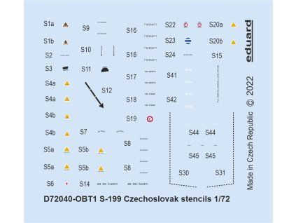 S-199 Czechoslovak stencils 1/72 recommended for EDUARD