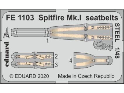 1/48 Spitfire Mk.I seatbelts STEEL for AIRFIX kit