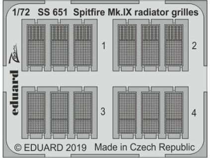 Spitfire Mk.IX radiator grilles 1/72 recommended for EDUARD