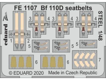 1/48 Bf 110D seatbelts STEEL for DRAGON kit