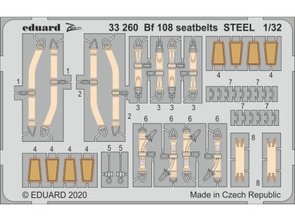 1/32 Bf 108 seatbelts STEEL for EDUARD kit