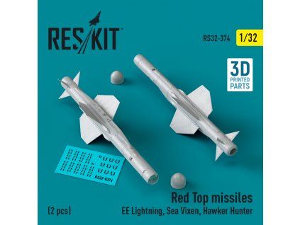 Red Top missiles (2 pcs) (EE Lightning, Sea Vixen, Hawker Hunter) (3D Printed) (1/32)