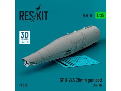 GPU-2/A 20mm gun pod (1 pcs) (AH-1G) (3D Printed) (1/35)