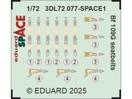 Bf 109G seatbelts SPACE 1/72 recommended for
