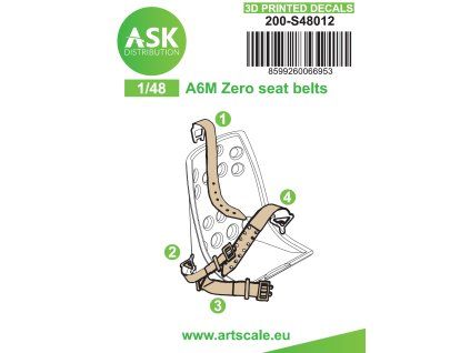 1/48 A6M Zero seat belts - 3D printed decals by ASK