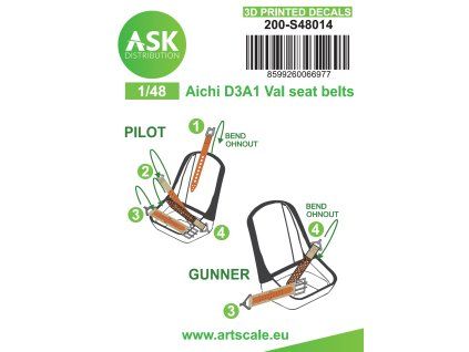 1/48 Aichi D3A1 Val seat belts - 3D printed decals by ASK