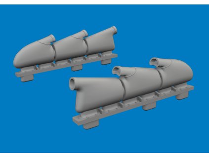 Spitfire Mk.V three-stacks exhaust rounded PRINT 1/72 recommended for EDUARD