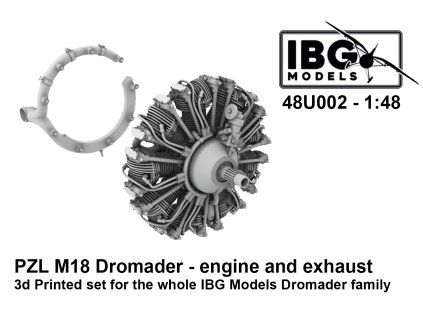 1/48 PZL M18 Dromader - Engine and Exhaust - 3d Printed Set