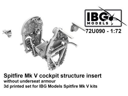 1/72 Spitfire Mk V Cockpit Structure Insert (without underseat armour) - 3d Printed Set