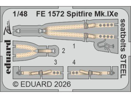 Spitfire Mk.IXe seatbelts STEEL 1/48 recommended for AIRFIX