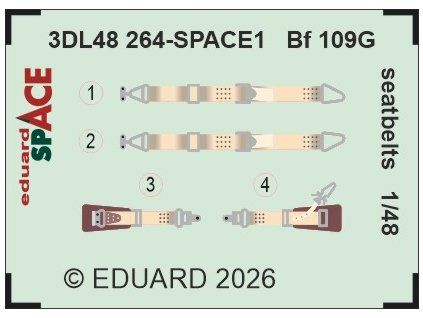 Bf 109G seatbelts SPACE 1/48 recommended for