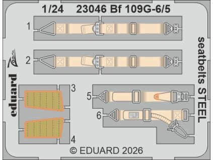 Bf 109G-5/6 seatbelts STEEL 1/24 recommended for AIRFIX