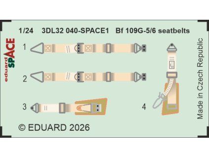 Bf 109G-5/6 seatbelts SPACE 1/24 recommended for AIRFIX