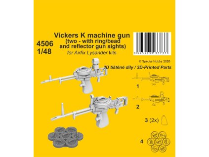 1/48 Vickers K machine gun (two - with ring/bead and reflector gun sights) Lysander/ for Airfix kits
