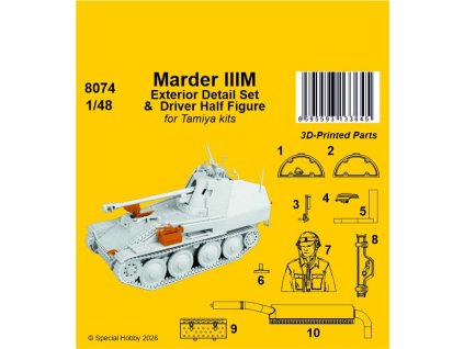 1/48 Marder IIIM Exterior Detail Set & Driver Half Figure