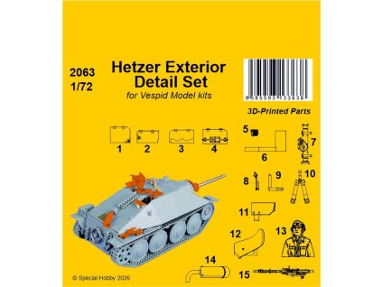 1/72 Hetzer Exterior Detail Set for Vespid Model kits