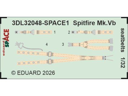 Spitfire Mk.Vb seatbelts SPACE 1/32 recommended for KOTARE