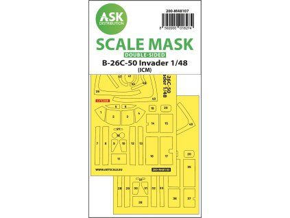 1/48 B-26C-50 Invader double-sided mask self-adhesive pre-cutted for ICM