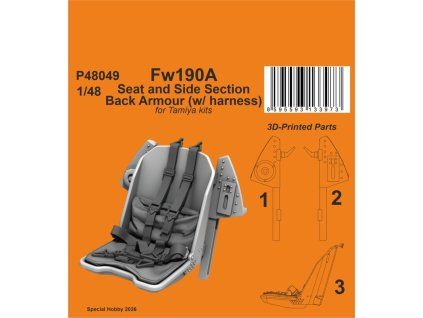 Fw190A Seat and Side Section Back Armour (w/ harness) 1/48 / for Tamiya kits