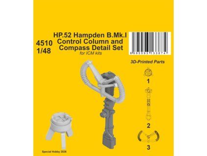 1/48 HP.52 Hampden B.Mk.I - Control Column and Compass Detail Set/for ICM kits