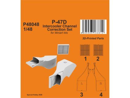 1/48 P-47D Intercooler Channel Correction Set/for Miniart kit
