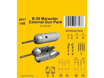 B-26 Marauder External Gun Pack 1/48 / for ICM kits