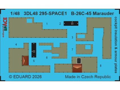 B-26C-45 Marauder cockpit insulation & armour plates SPACE 1/48 recommended for ICM