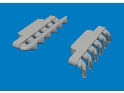 Spitfire Mk.IX exhaust stacks fishtail PRINT 1/48 recommended for AIRFIX