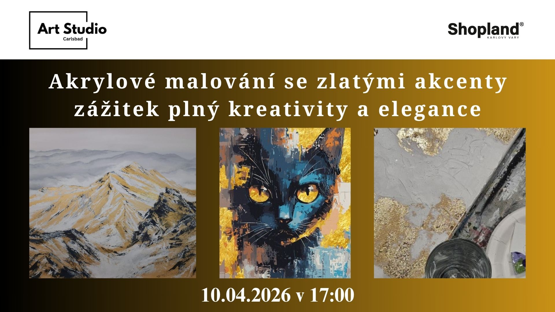 Akrylové malování se zlatými akcenty