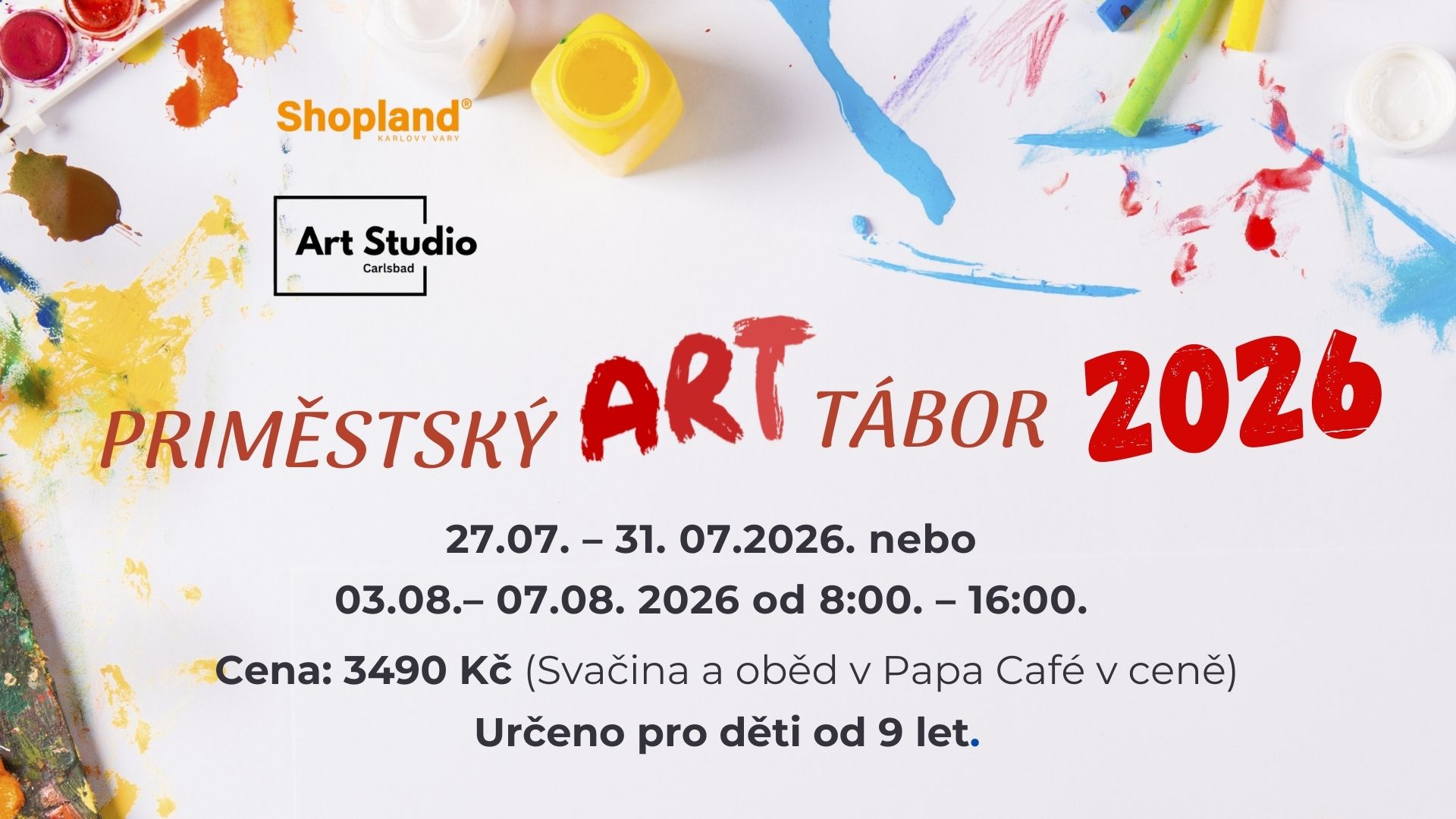 Příměstský ART tábor 27.07. – 31. 07.2026 nebo 03.08.– 07.08. 2026  v Karlových Varech