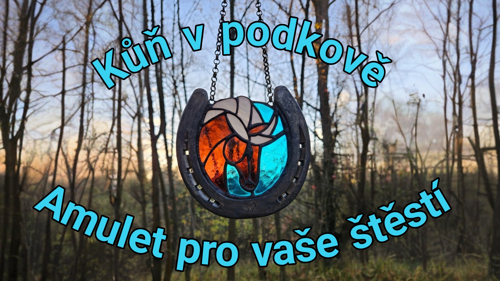 Vitrážový kůň v podkově ruční práce
