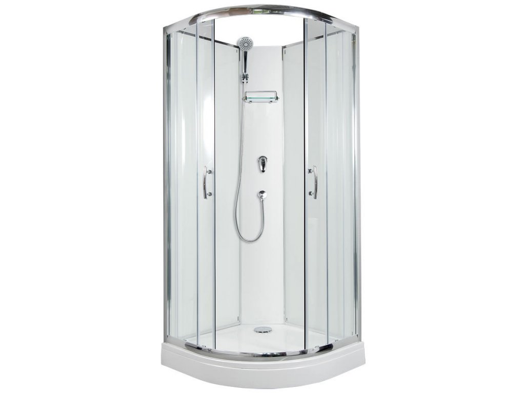 Sprchový box BRILIANT model 1 čtvrtkruhový s vaničkou z litého mramoru, čiré sklo