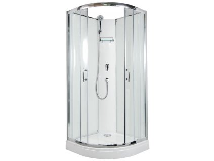 Sprchový box BRILIANT model 1 čtvrtkruhový s vaničkou z litého mramoru, čiré sklo