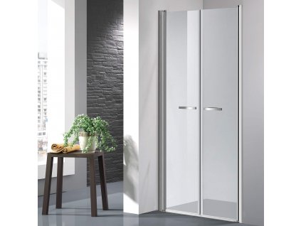 Sprchové dveře do niky dvoukřídlé 86 až 91 x 195 cm, čiré sklo, pro stavební otvor 86 až 91 cm, síla skla 6 mm