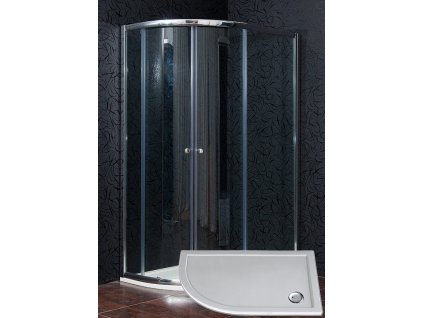 Sprchová koutSprchový kout čtvrtkruhový KLASIK 110 x 80 cm chinchilla sklo s vaničkou z litého mramoru STONE pravé provedení