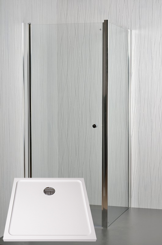 ARTTEC Sprchový kout rohový jednokřídlý MOON A 12 čiré sklo 80 x 80 x 198 cm s vaničkou z litého mramoru POLARIS