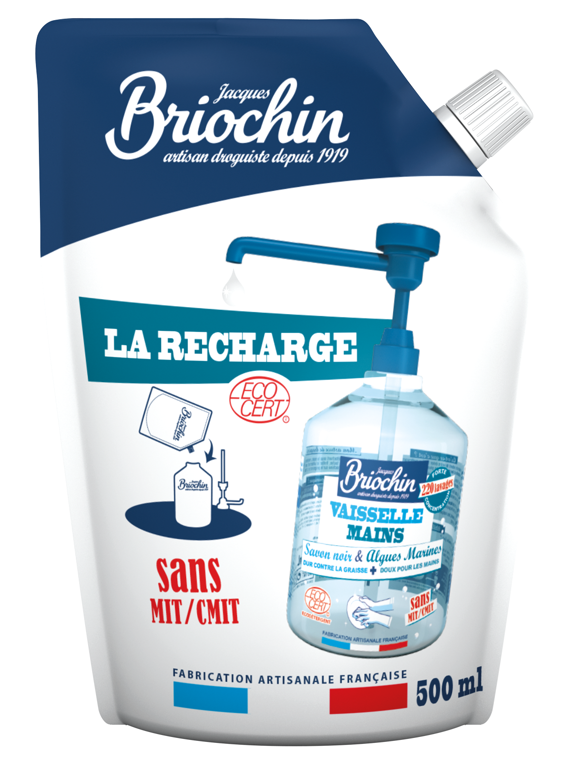 Briochin Prostředek na nádobí a ruce s mořskou řasou - náhradní náplň, 500ml