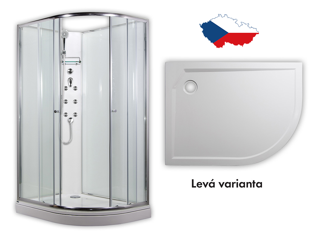 ARTTEC SIRIUS 120 x 90 cm - Masážní sprchový box model 4 čiré sklo levá vanička (PAN01270)