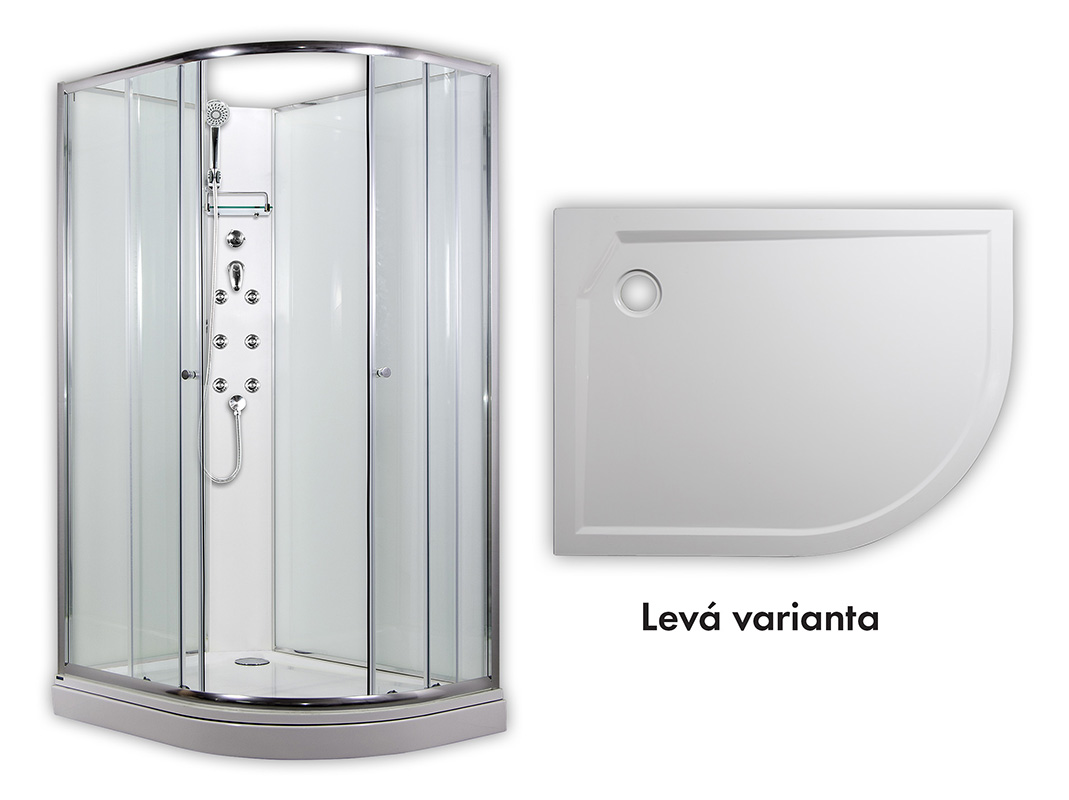ARTTEC SIRIUS 120 x 90 cm - Masážní sprchový box model 4 čiré sklo levá vanička (PAN01270)