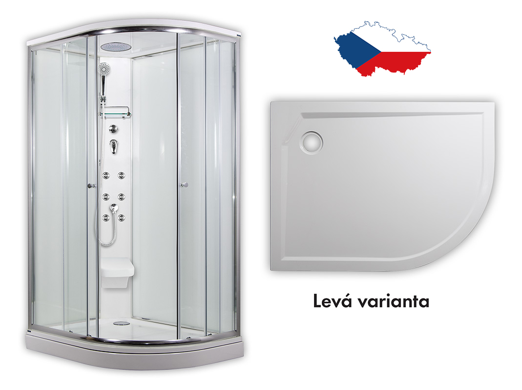 ARTTEC SIRIUS 120 x 90 cm - Masážní sprchový box model 5 čiré sklo levá vanička (PAN01272)