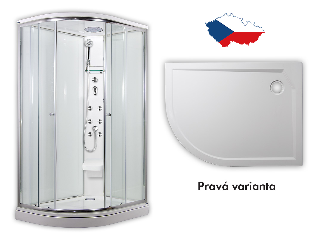 ARTTEC SIRIUS 120 x 90 cm - Masážní sprchový box model 5 čiré sklo pravá vanička (PAN01273)